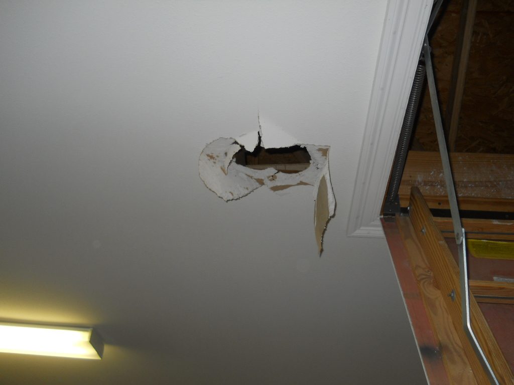 home inspector stepped through the ceiling