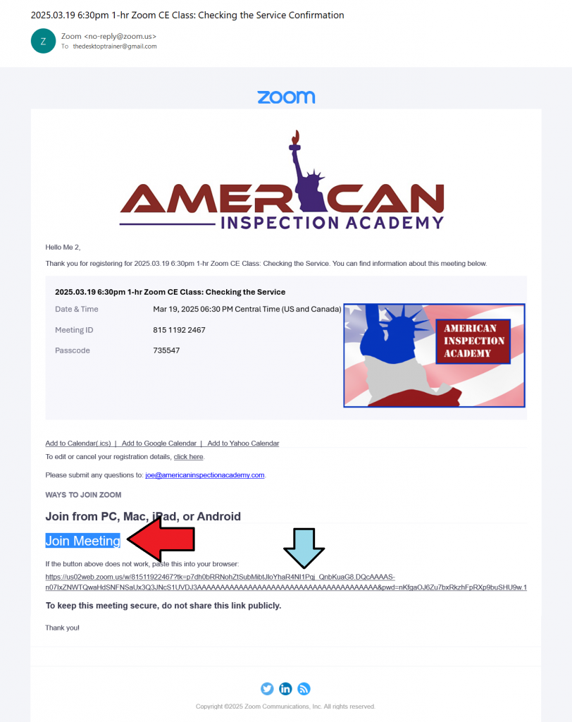 american inspection academy zoom link page