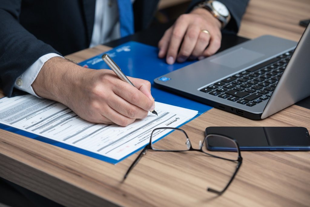 attorney writing out a home inspection contract