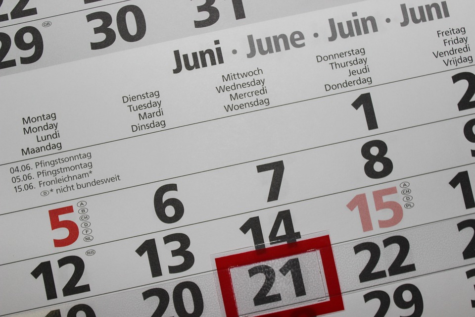 calendar of home inspections