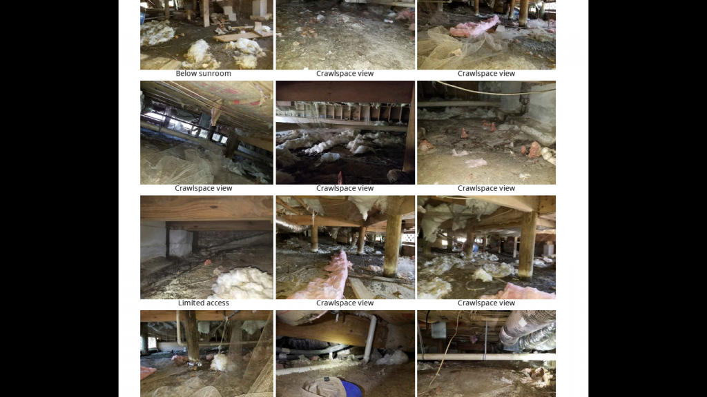 pictures of a crawlspace from a home inspection report