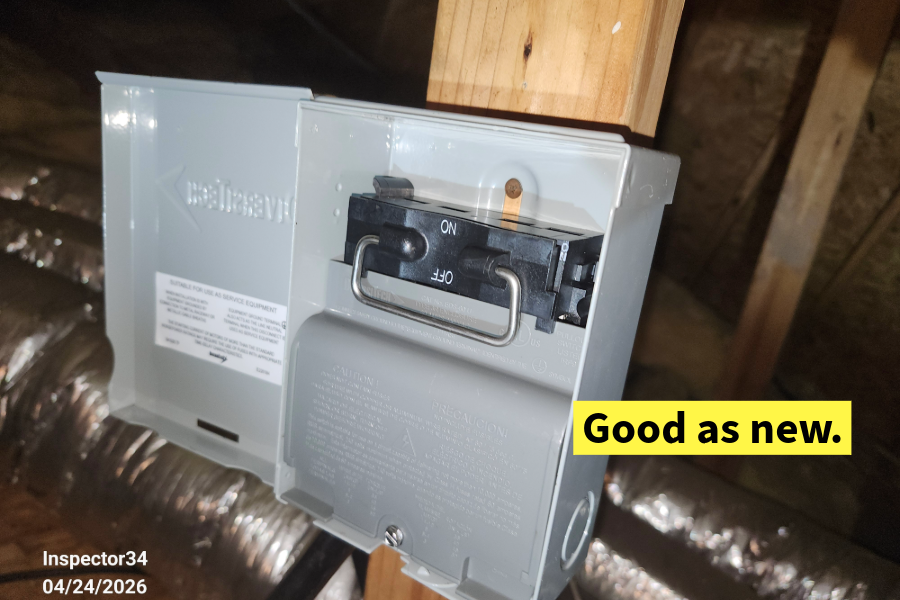 a home inspector finds a new ac disconnect