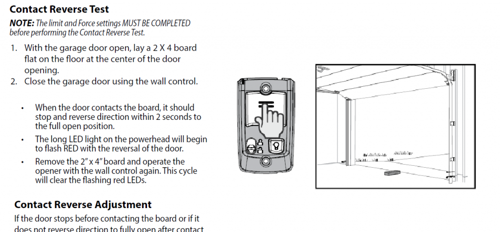 garage door reversal testing procedures