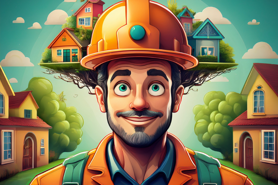 a home inspector with a large head swollen from all his knowledge
