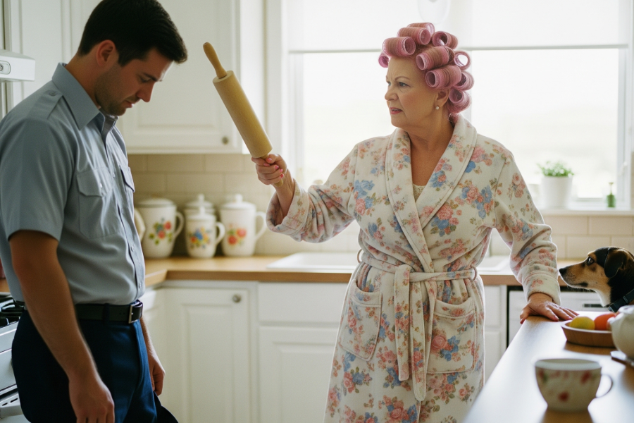 a home inspector being scolded by his mother