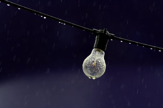 pic of rain on a light bulb