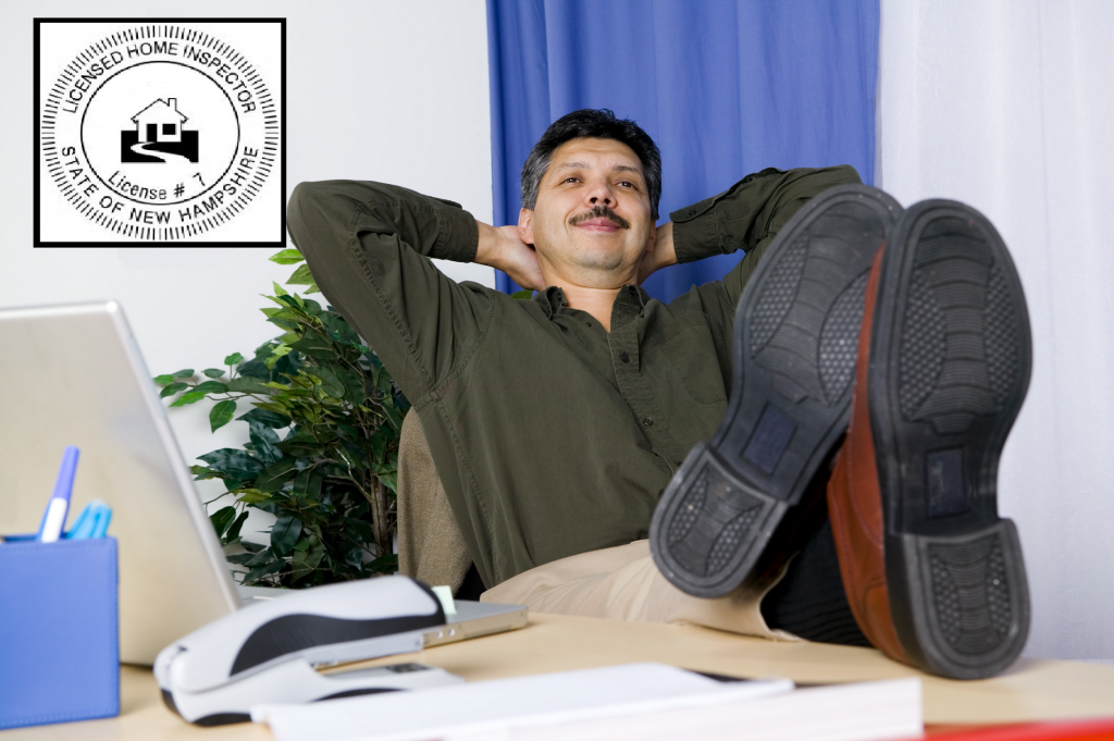 professional home inspector relaxing at his desk