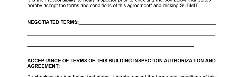 example from a professional home inspection contract agreement