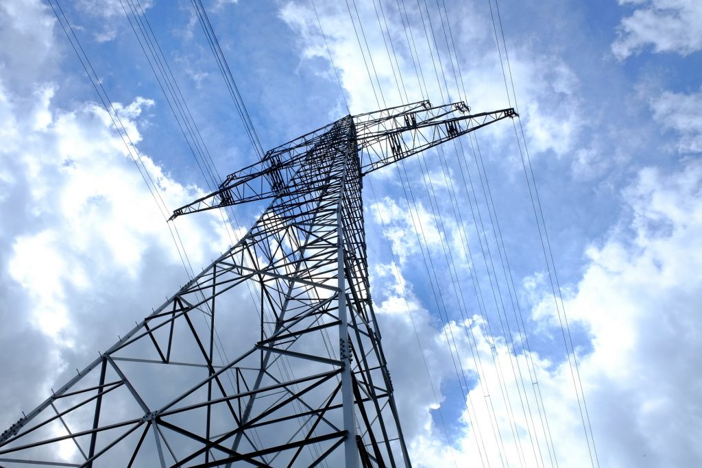 high voltage power lines outside a home being inspected